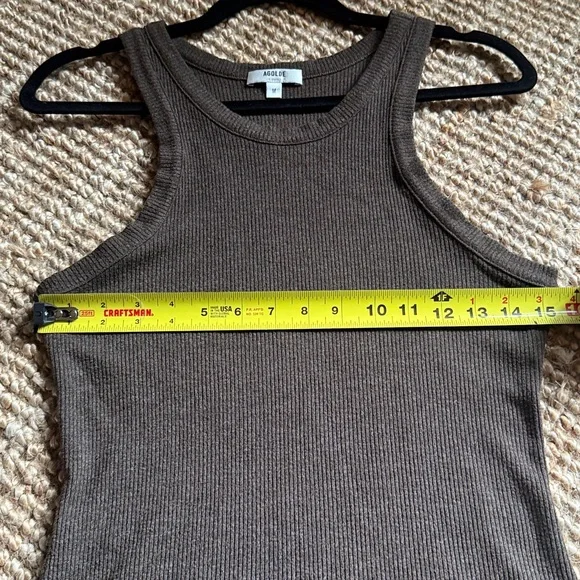 AGOLDE BROWN RACERBACK RIBBED TANK TOP SIZE MEDIUM - Picture 8 of 11